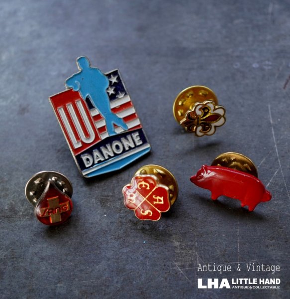画像1: FRANCE antique PINS Pin Badge 5pcs フランスアンティーク ピンズ ピンバッジ 5個  LU ヴィンテージ 1980-90's (1)