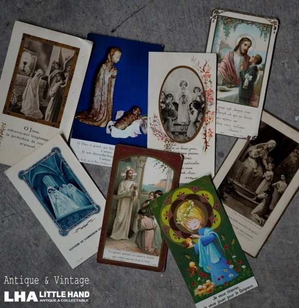 画像1: FRANCE antique HOLY CARDS 8pcs フランスアンティー ホーリーカード 8枚セット 聖書  ヴィンテージ  ビンテージ 1920-1970's (1)