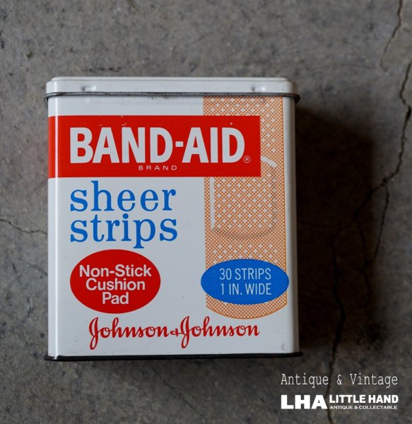 画像1: U.S.A. antique BAND-AID TIN アメリカアンティーク ジョンソン&ジョンソン BAND-AID バンドエイド缶 絆創膏 ヴィンテージ1970-80's  (1)