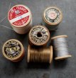 画像1: U.S.A. antique Wooden Spools アメリカアンティーク 木製スプール 糸巻き 糸 6個セット  ヴィンテージ 1950-70's (1)