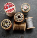 画像: U.S.A. antique Wooden Spools アメリカアンティーク 木製スプール 糸巻き 糸 6個セット  ヴィンテージ 1950-70's