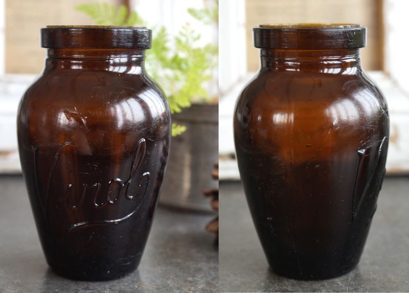 画像2: ENGLAND antique Virol （Mサイズ）ガラスボトル アンバーガラスボトル 瓶 1920-30's