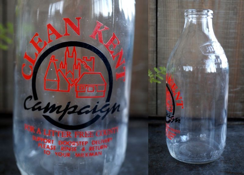画像2: ENGLAND antique アドバタイジング ガラスミルクボトル ミルク瓶 1970's