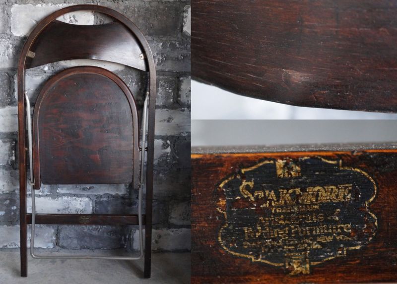 正規激安英国 イギリス アンティーク 老舗 Stakmore Company 木製 アイアン脚 折り畳み式 フォールディングチェア チェア イス 椅子 19-539 西洋