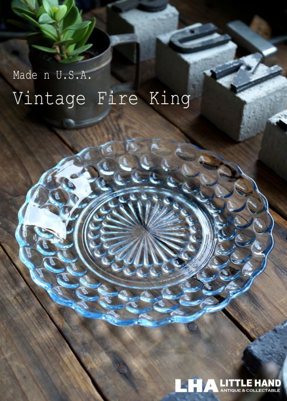 画像1: 【Fire-king】 ファイヤーキング サファイヤブルー バブル ブレッド＆バタープレート 1941-68's