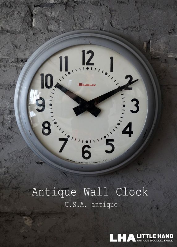 U.S.A. antique SIMPLEX wall clock アメリカアンティーク シンプレックス社製 掛け時計 スクール クロック 38cm  1960's インダストリアル 工業系 - LITTLE HAND ANTIQUE 【LHA】