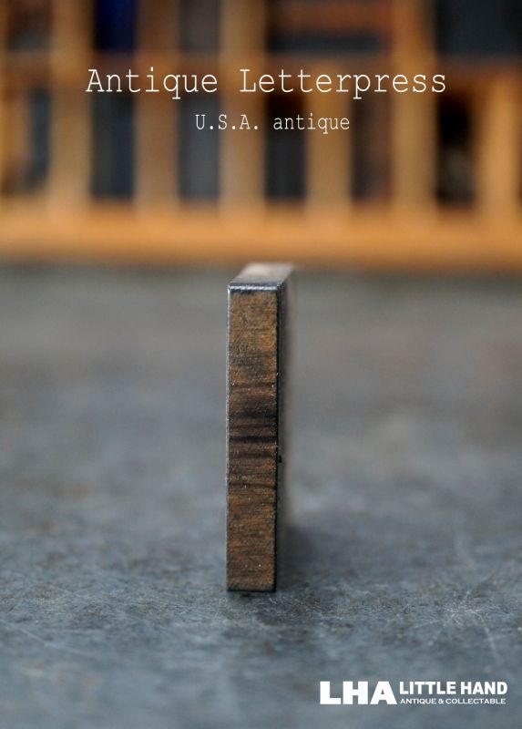 画像1: U.S.A. antique アメリカアンティーク 木製プリンターブロック【I】 Ｈ3.4ｃｍ スタンプ はんこ 数字 1900-40's 