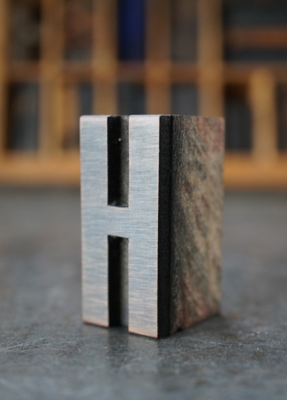 画像2: U.S.A. antique アメリカアンティーク 木製プリンターブロック【H】 Ｈ4.2ｃｍ スタンプ はんこ 数字 1900-40's 