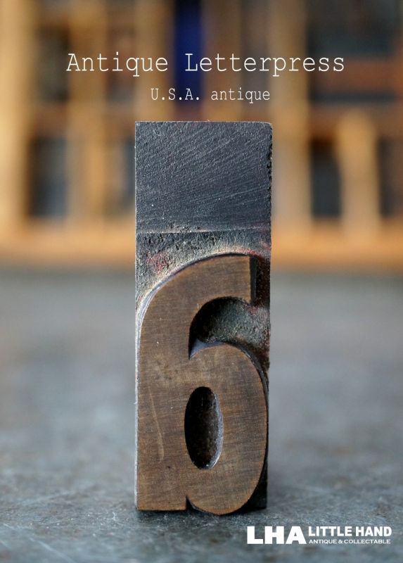 画像1: U.S.A. antique アメリカアンティーク 木製プリンターブロック【a】 Ｈ5ｃｍ スタンプ はんこ 数字 1900-40's 