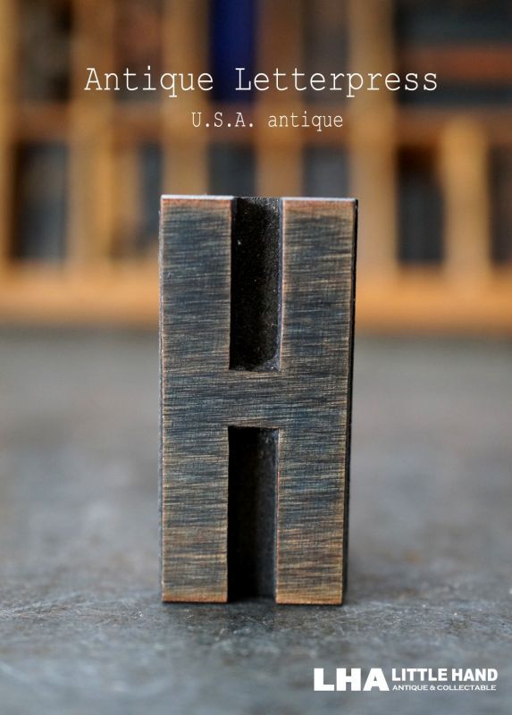 画像1: U.S.A. antique アメリカアンティーク 木製プリンターブロック【H】 Ｈ4.2ｃｍ スタンプ はんこ 数字 1900-40's 