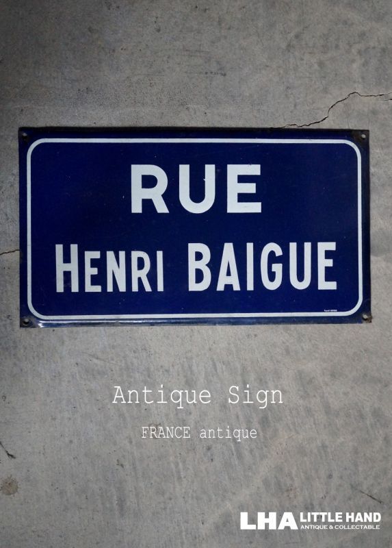 FRANCE antique フランスアンティーク 素敵な街並みに飾られていた ホーローストリートサイン RUE 看板 標識 1930-40's -  LITTLE HAND ANTIQUE 【LHA】