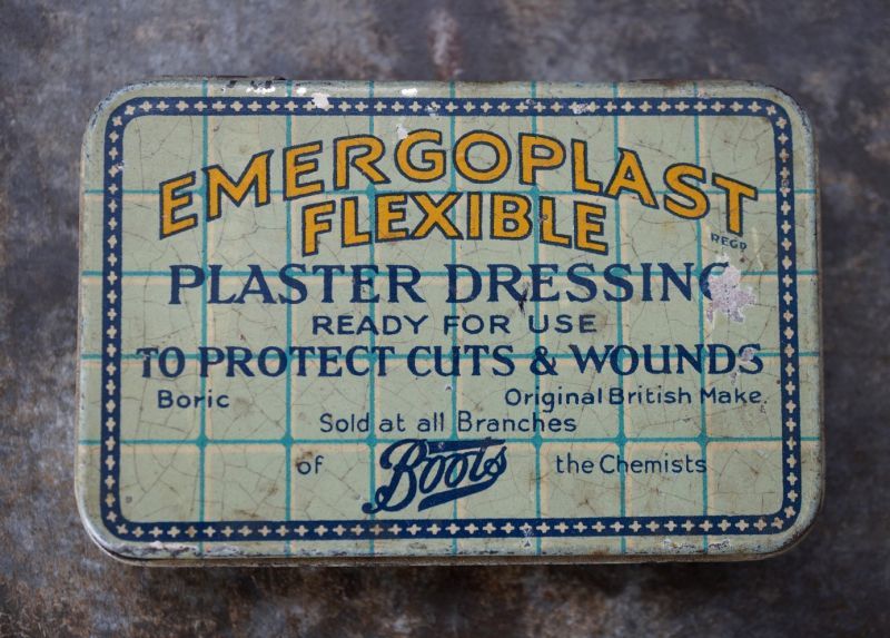 画像2: ENGLAND antique イギリスアンティーク Boots EMERGOPLAST FLEXIBLE ティン缶 ブリキ缶 1920-30's