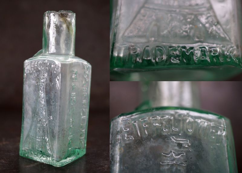 画像4: 【RARE】ENGLAND antique イギリスアンティーク EIFFEL TOWER FRUIT JUICES 素敵な【エッフェル塔】模様 ガラスボトル 瓶 1900's