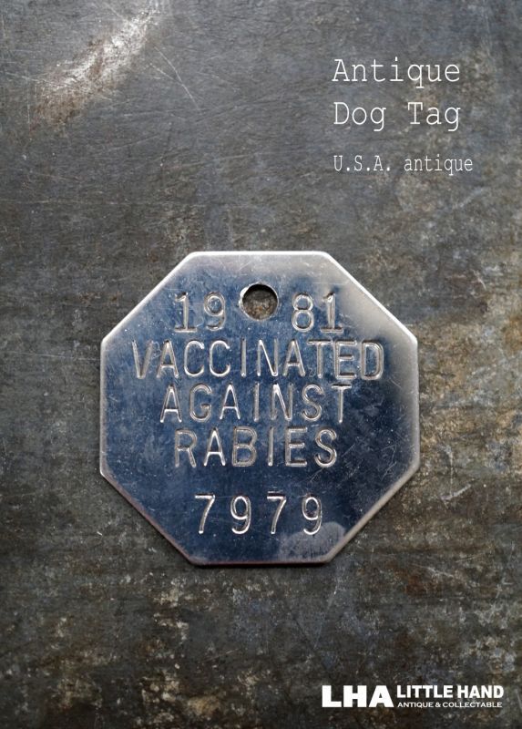 画像1: U.S.A. antique Dog Tag アメリカアンティーク ヴィンテージ ドッグタグ 1981's ロゴ入り ナンバープレート ナンバータグ タグ