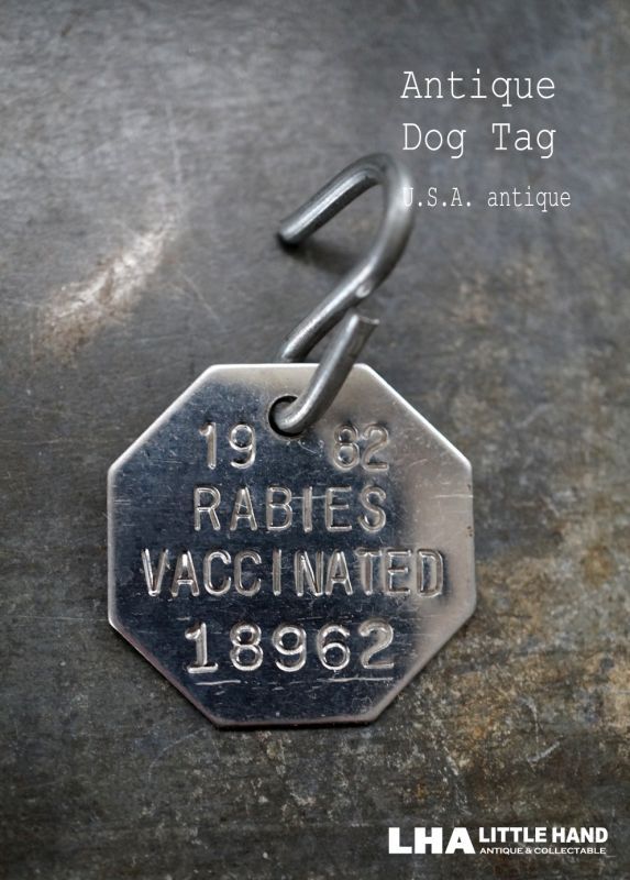 画像1: U.S.A. antique Dog Tag アメリカアンティーク ヴィンテージ ドッグタグ 1982's ロゴ入り ナンバープレート ナンバータグ タグ
