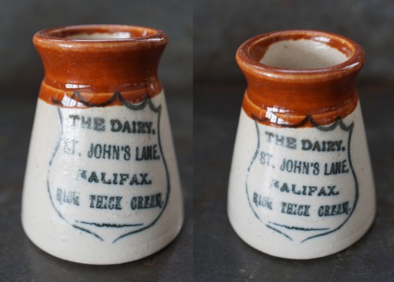 画像2: 【RARE】ENGLAND antique イギリスアンティーク ツートンカラー THE DAIRY HALIFAX （Sサイズ）陶器ポット 1900's