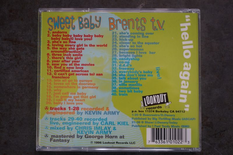 画像2: SWEET BABY / BRENETS T.V.  / Hello Again Split  CD (USED)