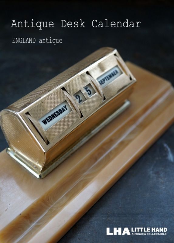 England Antique イギリスアンティーク 万年 デスクカレンダー 1960 70 S 卓上 メカニカル ヴィンテージ カレンダー 暦 Little Hand Antique Lha