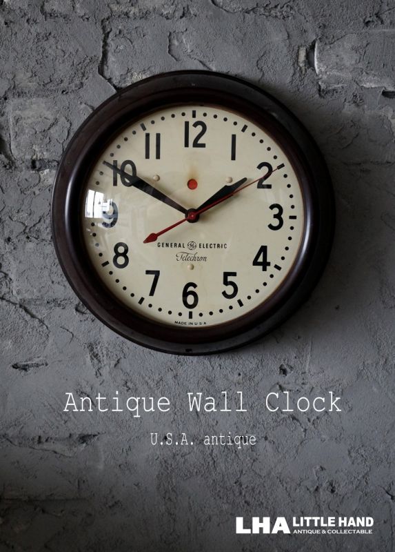 U.S.A. antique GENERAL ELECTRIC ×Telechron wall clock GE アメリカアンティーク ゼネラル  エレクトリック ×テレクロン 掛け時計 スクール ヴィンテージ クロック 27.5cm 1950's - LITTLE HAND ANTIQUE  【LHA】