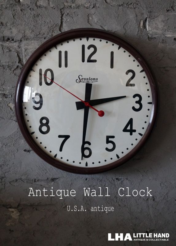 U.S.A. antique SESSIONS wall clock アメリカアンティーク 掛け時計 スクールクロック ヴィンテージ クロック  35cm 19550-60's インダストリアル 工業系 - LITTLE HAND ANTIQUE 【LHA】