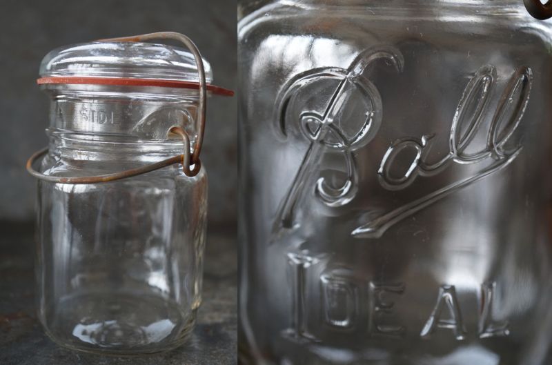 画像4: USA antique アメリカアンティーク BALL ジャー ワイヤー付き ガラスジャー (S) ヴィンテージ メイソンジャー 保存瓶 1933－60's