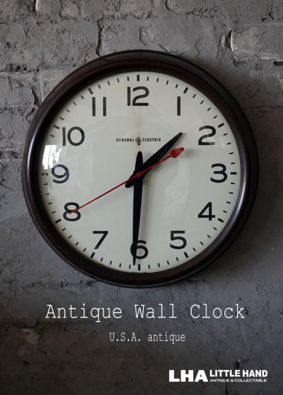 U.S.A. antique GENERAL ELECTRIC wall clock GE アメリカアンティーク ゼネラル エレクトリック 掛け時計  スクール ヴィンテージ クロック 37cm 1950's - LITTLE HAND ANTIQUE 【LHA】