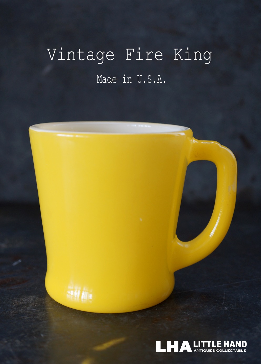 画像1: U.S.A.vintage【Fire-king】 ファイヤーキング Dハンドルマグ 黄 太ハンドル 1950-60's