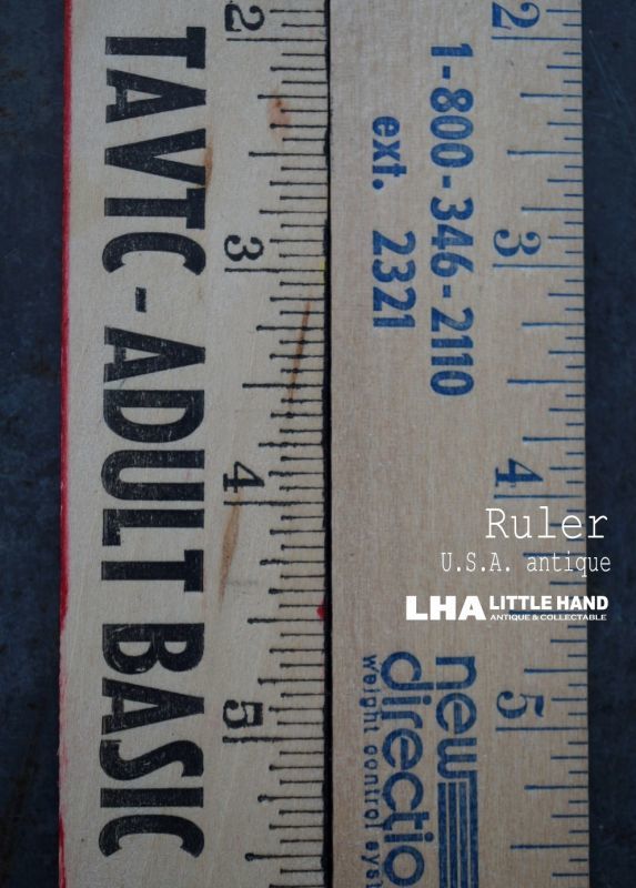 画像1: SALE【30%OFF】USA antique ADVERTISING RULER アドバタイジング 木製ルーラー 広告入り 定規 2本セット ヴィンテージ 1970-90's
