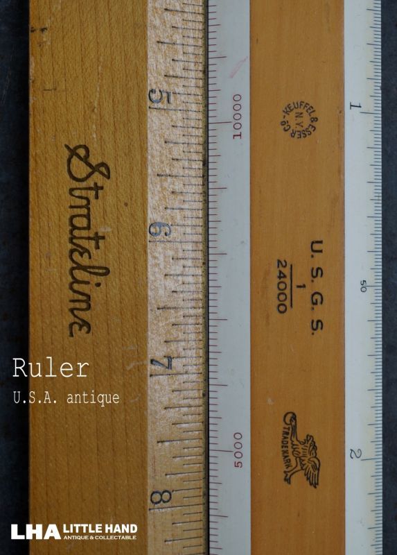 画像1: USA antique RULER 木製ルーラー 広告入り 定規 ヴィンテージ 1950-60's