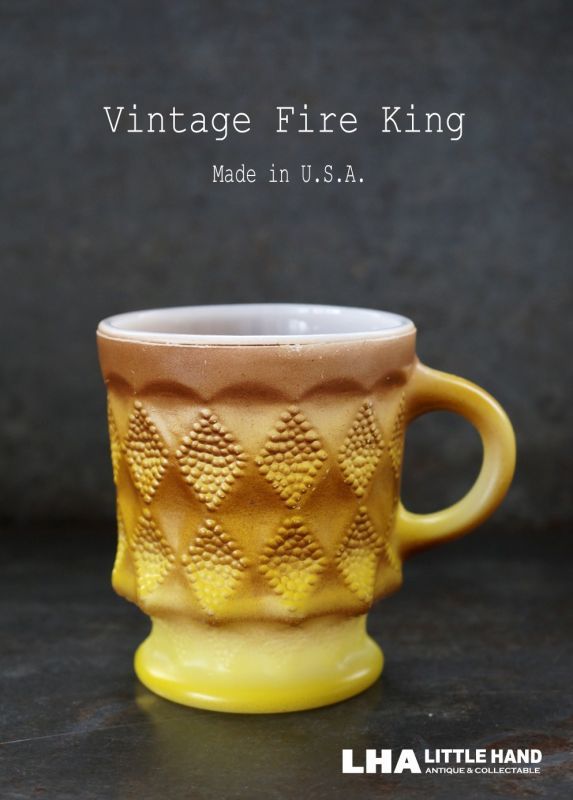 画像1: U.S.A. vintage 【Fire-king】アメリカヴィンテージ  ファイヤーキング キンバリー 黄土 1960-76's