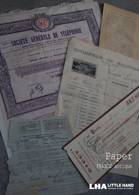 画像1: FRANCE antique Paper 5set フランスアンティーク ペーパーセット 古い紙 5枚セット 1920-40's