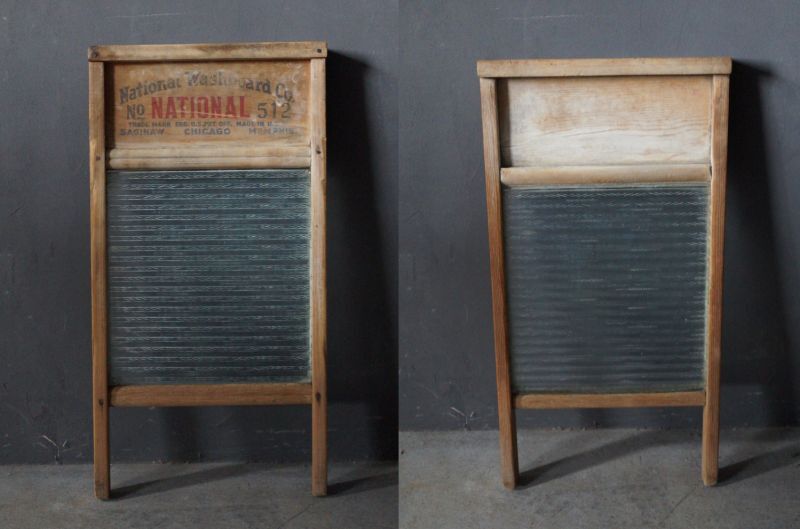 USA antique National Washboard glass アメリカアンティーク 木製