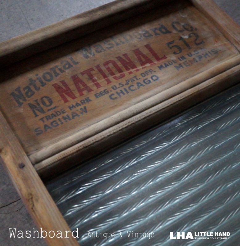 USA antique National Washboard glass アメリカアンティーク 木製