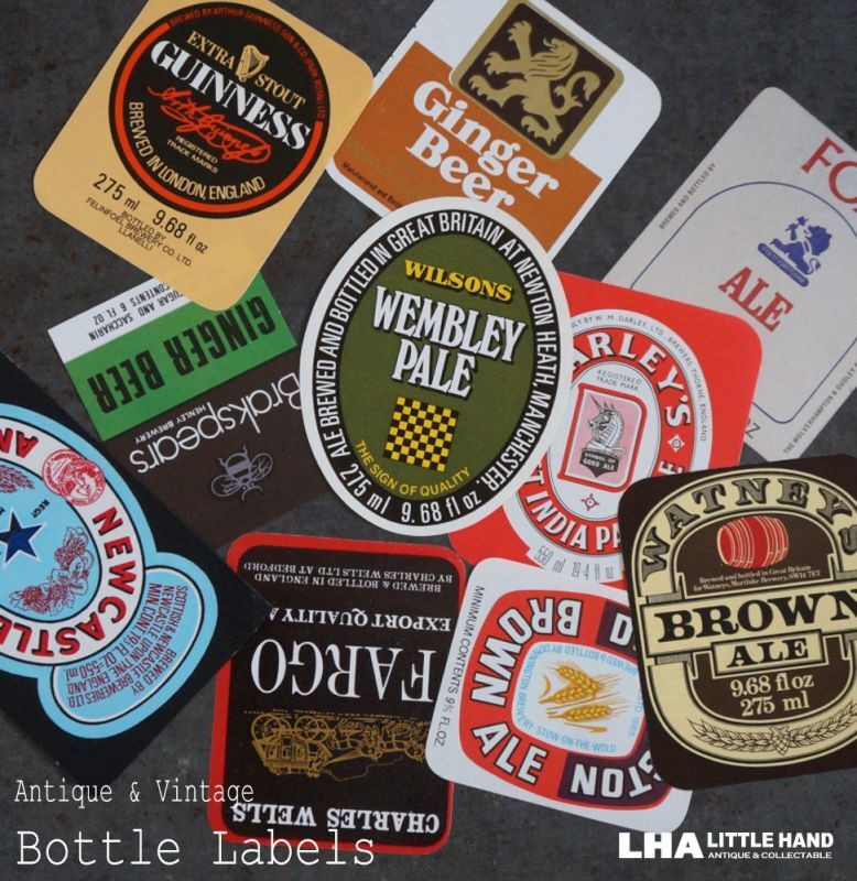 画像1: ENGLAND antique Brewery Bottle Labels 10pcs イギリスアンティーク 醸造所 ボトルラベル ヴィンテージ 10枚SET デッドストック未使用品 1970-80's