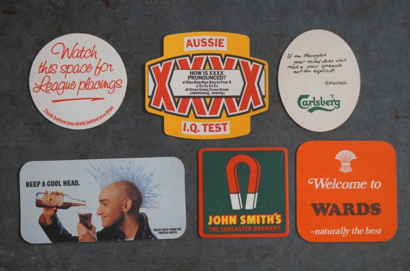 画像3: ENGLAND antique ADVERTISING Beer Mats イギリスアンティーク アドバタイジング ビアマット コースター 広告入り ヴィンテージ 6枚SET 1970-80's