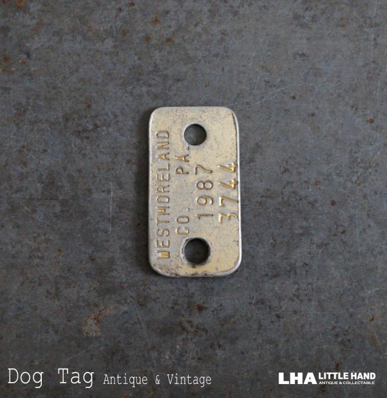 U.S.A. antique Dog Tag アメリカアンティーク ヴィンテージ ドッグタグ 1987's ロゴ入り ナンバープレート ナンバータグ  タグ - LITTLE HAND ANTIQUE 【LHA】