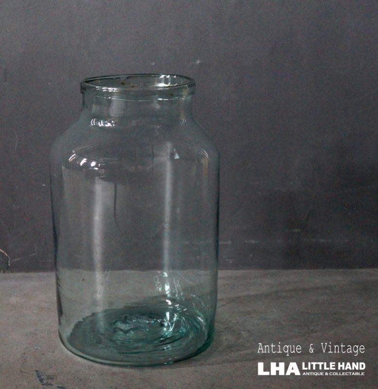 FRANCE antique Large Glass Bottle フランスアンティーク 大きな ガラスボトル H35cm デミジョンボトル 花瓶  1920-50's