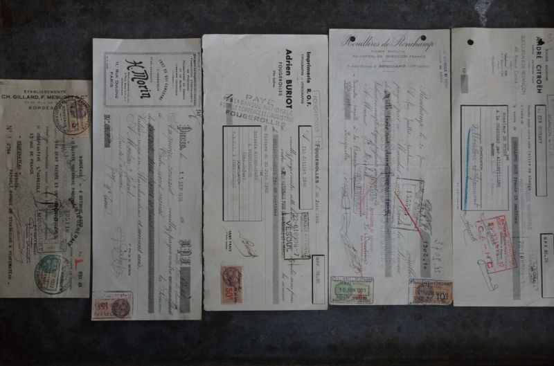 FRANCE antique RECEIPT 5pcs フランスアンティーク 領収証 領収書 