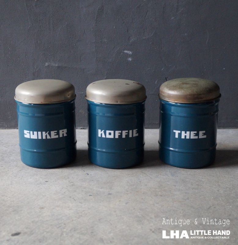 NETHERLANDS antique Enamel CANISTERS オランダアンティーク ホーロー