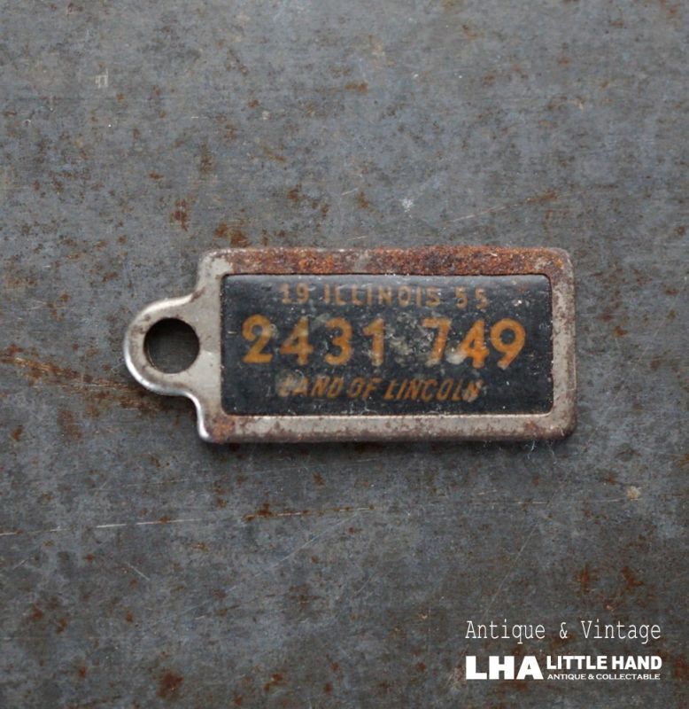 画像1: U.S.A. antique Number Tag アメリカアンティーク ナンバータグ ナンバープレート　キーホルダー 1955's 