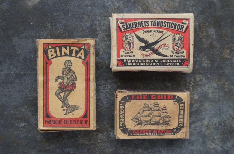 SWEDEN & BELGIUM antique MATCHBOXES 3pcs スウェーデン