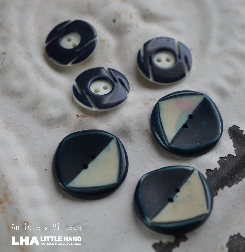 FRANCE antique BUTTONS フランスアンティーク ボタン 6個セット ヴィンテージ 1950-70's - LITTLE HAND  ANTIQUE 【LHA】