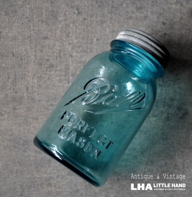 画像1: USA antique Ball Jar (Ｍ) アメリカアンティーク BALL ジャー ガラスジャー (Ｍ) メイソンジャー保存瓶 ヴィンテージ ガラス瓶 1910-23's