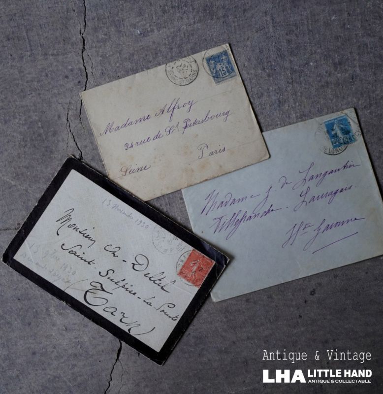 画像1: FRANCE antique LETTER 3pcs フランスアンティー レター 封筒 3枚セット  ヴィンテージ  ビンテージ 1910-1940's