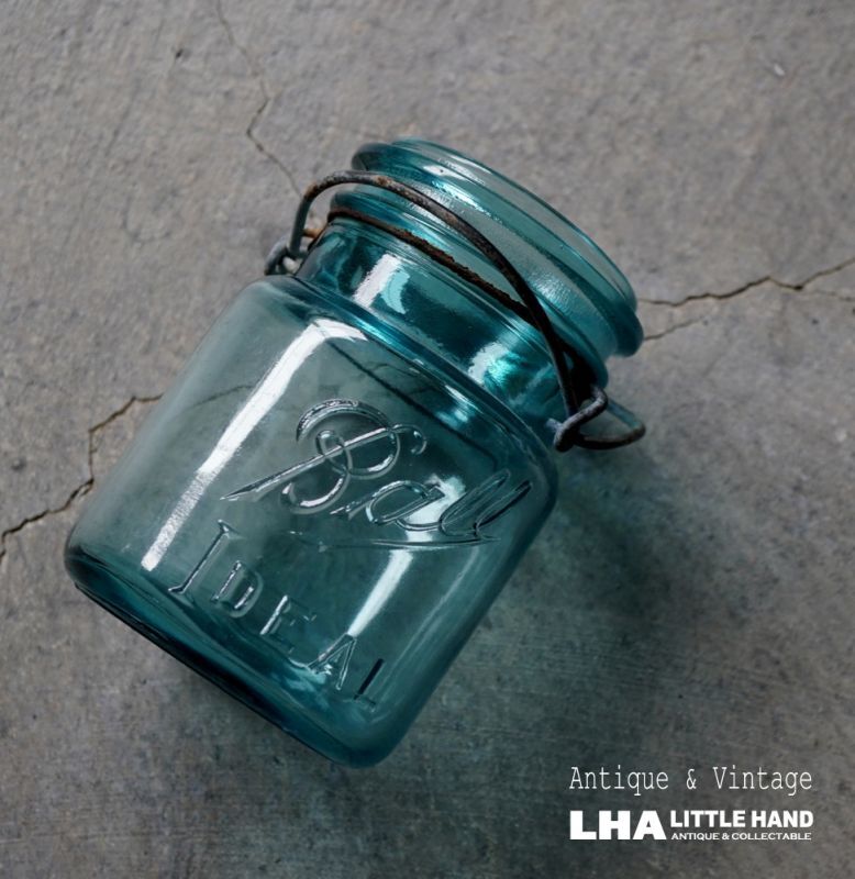 画像1: SALE【30%OFF】USA antique BALL JAR アメリカアンティーク BALL ジャー ワイヤー付き ガラスジャー (S) フタなし ヴィンテージ メイソンジャー 保存瓶 1933－60's