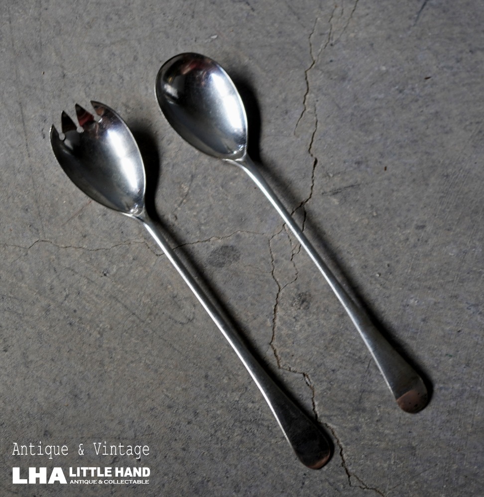 画像1: ENGLAND antique EPNS SERVING SPOON & FORK イギリスアンティーク シルバープレート サービングスプーン＆フォーク 1940-60'ｓ 