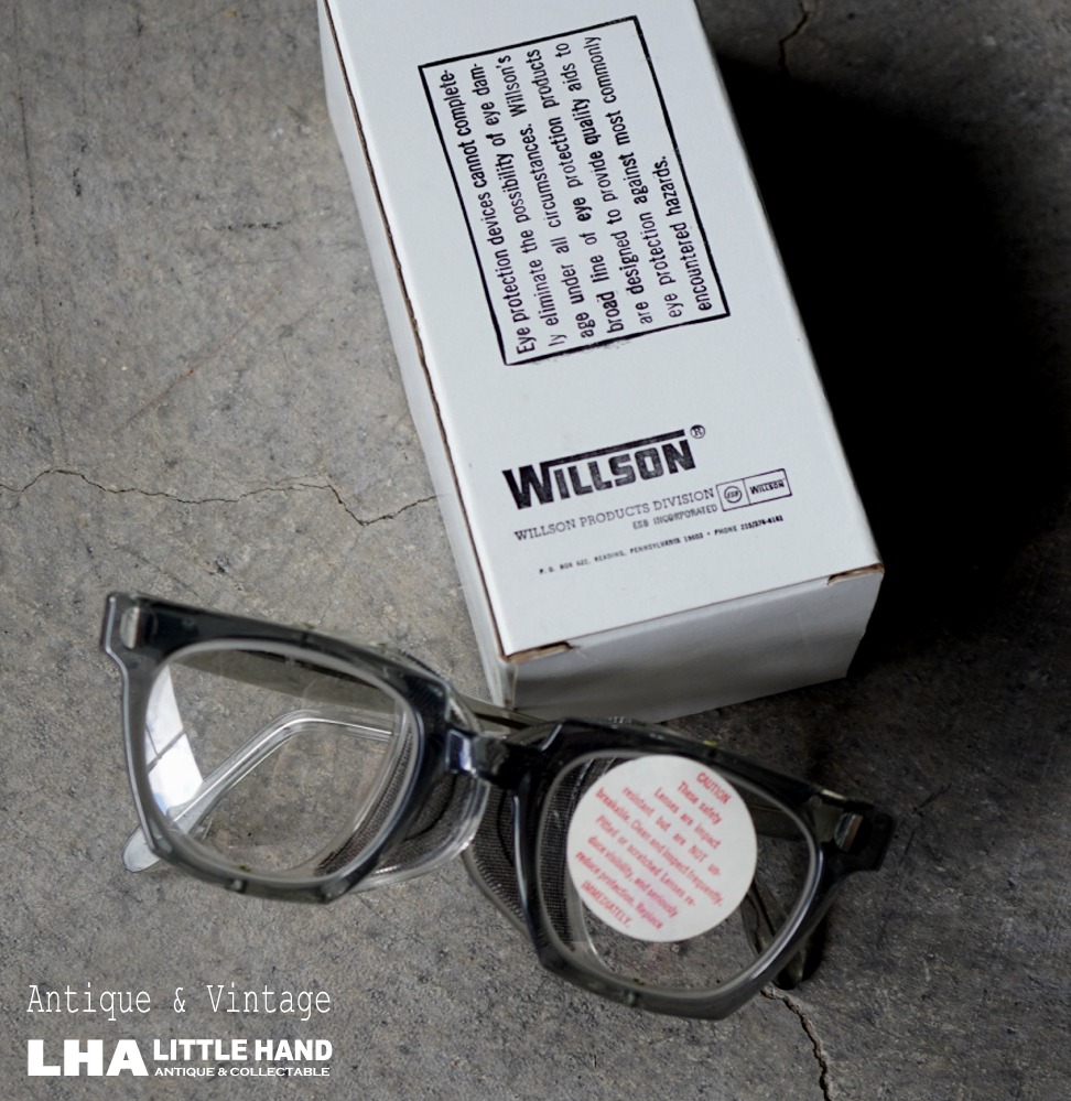 画像1: U.S.A. antique WILLSON SAFETY GLASSES GOGLLE アメリカアンティーク ウィルソン 未使用 デッドストック サイドガード付き ゴーグル ファッショングラス BOX ヴィンテージ　1968's 