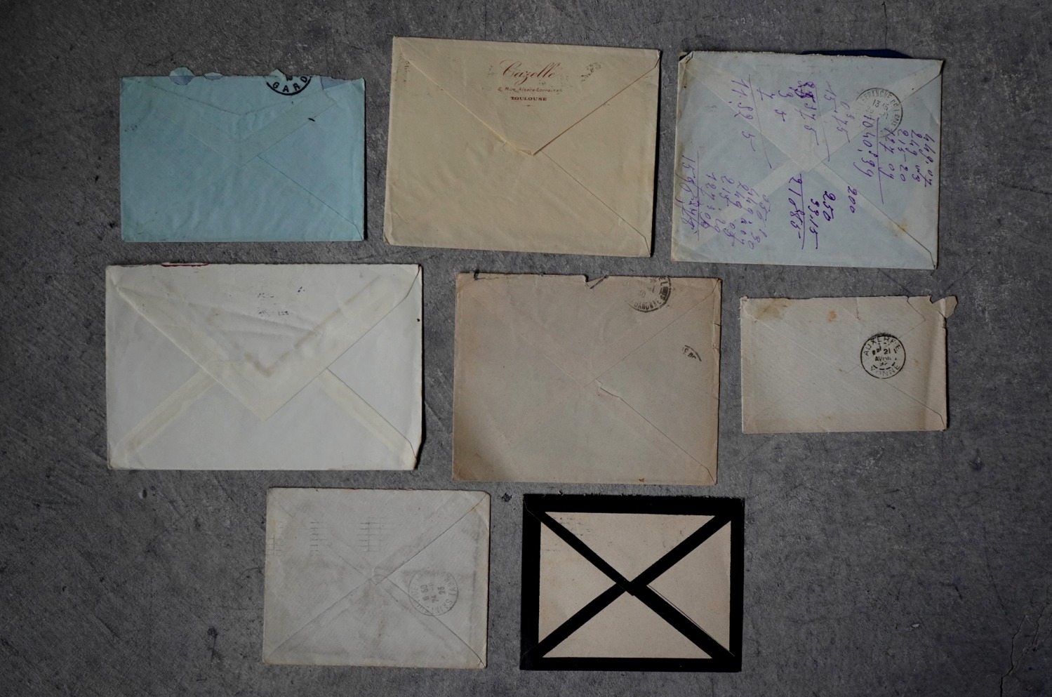 画像4: FRANCE antique LETTER 8pcs フランスアンティー レター 封筒 8枚セット  ヴィンテージ  ビンテージ 1910-1970's