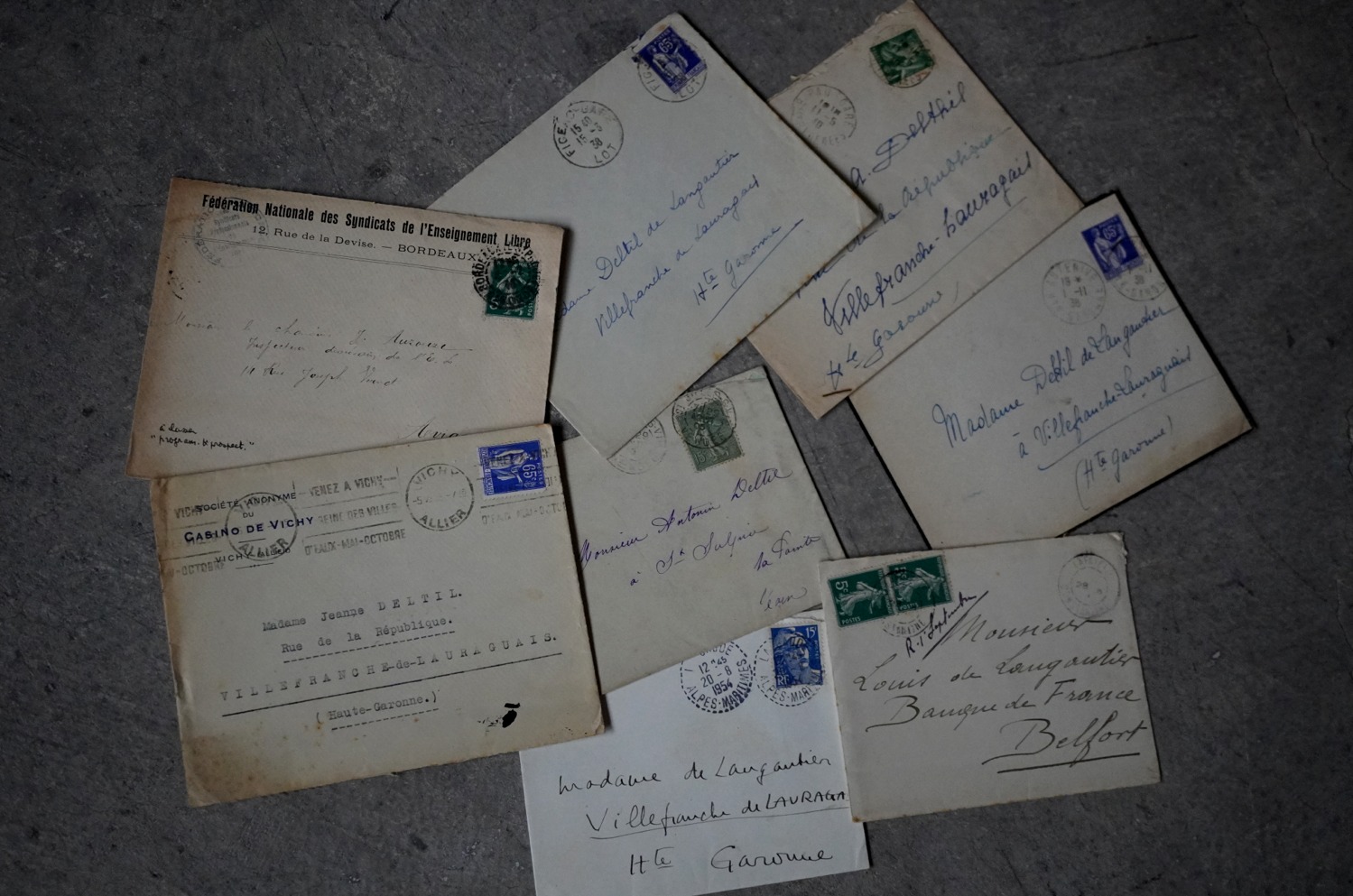 画像2: FRANCE antique LETTER 8pcs フランスアンティー レター 封筒 8枚セット  ヴィンテージ  ビンテージ 1910-1970's