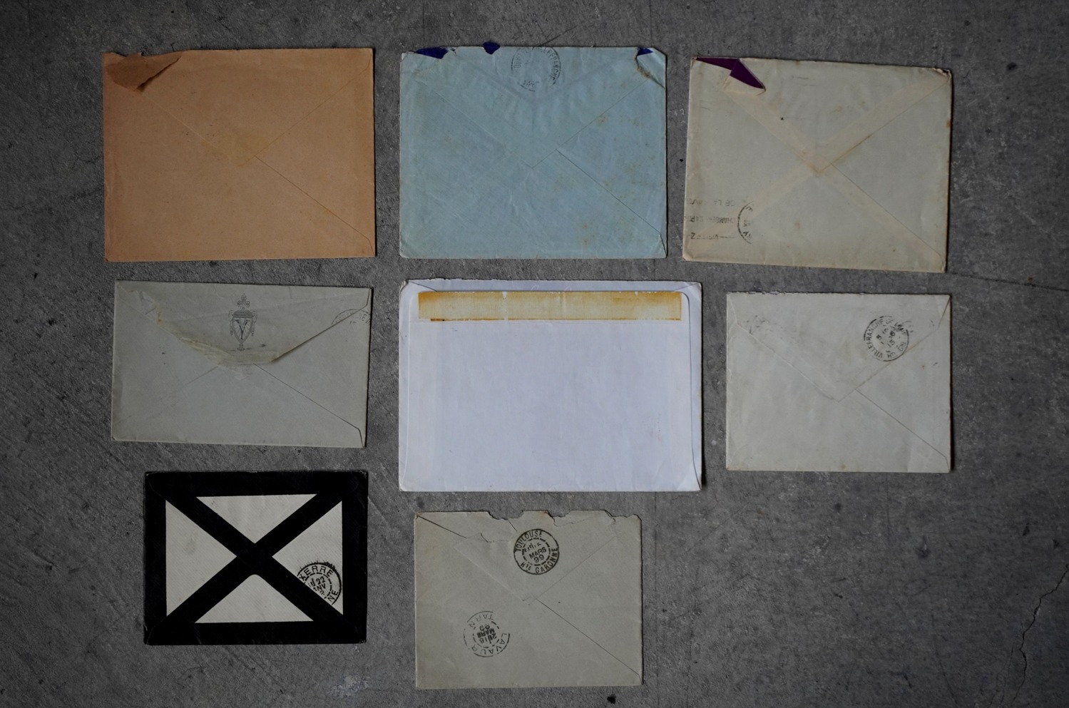 画像4: FRANCE antique LETTER 8pcs フランスアンティー レター 封筒 8枚セット  ヴィンテージ  ビンテージ 1910-1970's